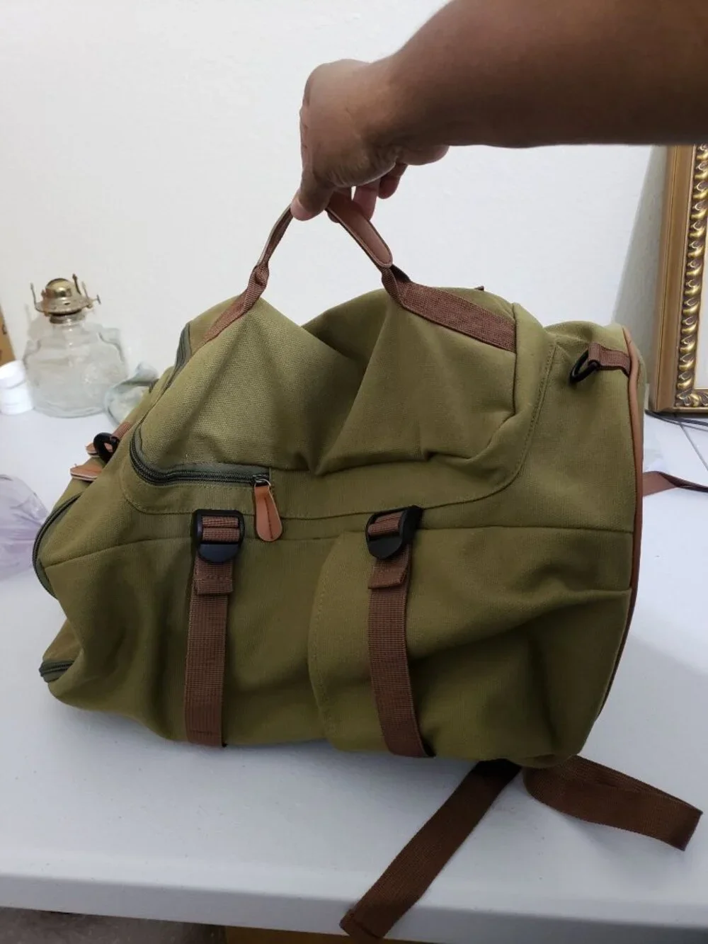 Chukchansi Gold Resort Casino olive laptop travel backpack, duffle bag 18 inches